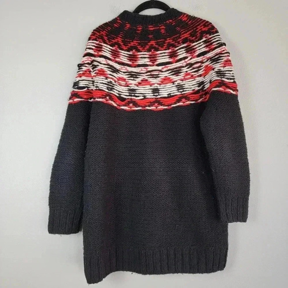 Denham Knit Sweater  Wool Alpaca Acrylic Blend Small Black Red White - Picture 2 of 7